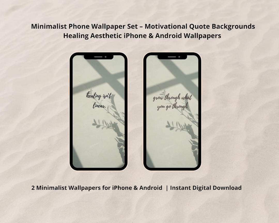 Minimalist Phone Wallpaper Set – Healing & Growth Quotes – Beige ...