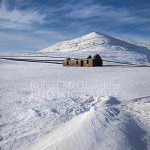 Cottage in snow, Slieve Binnian - Irish Landscape Photography Print