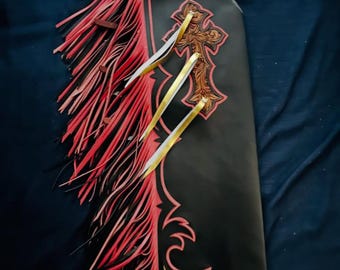 Met de hand gemaakte leren rodeochaps | Op maat gemaakte westernchaps | Fringe stierenrijkleding.