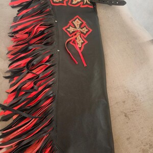 Hand-Tooled Leather Rodeo Chaps | Custom Western Chaps | Fringe Bull Riding, gift for him image 15
