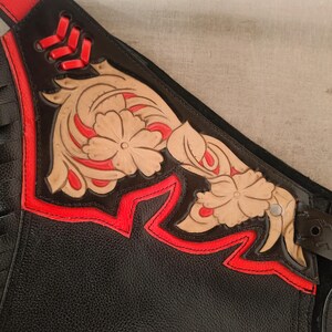 Hand-Tooled Leather Rodeo Chaps | Custom Western Chaps | Fringe Bull Riding, gift for him image 14