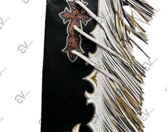 Handgemaakte leren rodeochaps met gereedschap, custom western showuitrusting