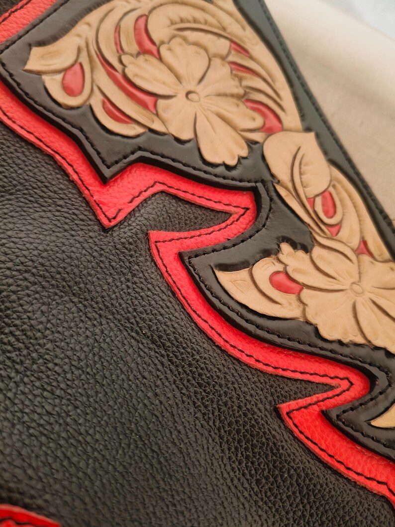 Hand-Tooled Leather Rodeo Chaps | Custom Western Chaps | Fringe Bull Riding, gift for him image 12