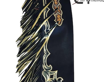 Met de hand gemaakte leren rodeochaps | Stierenrijkleding met franjes | Custom western chaps.
