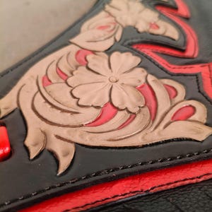 Hand-Tooled Leather Rodeo Chaps | Custom Western Chaps | Fringe Bull Riding, gift for him image 11