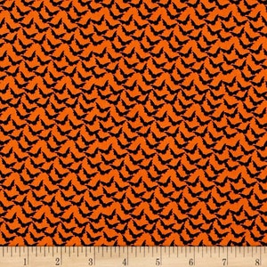 Trick or Treat Orange Bats by Carta Bella for Penny Rose Fabrics, 1/2 yard