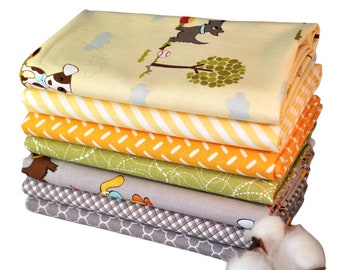 Puppy Park Yellow 7 Fabric Fat Quarters Bundle by Bella Blvd. for Riley Blake, 1 3/4 yards total