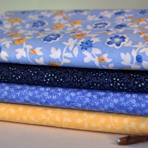 Calico Chrysanthemums 4 Fat Quarters Bundle, 100% cotton, Free Shipping
