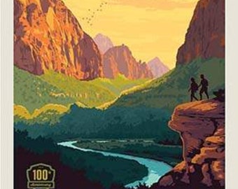 National Parks Poster Panel Zion, 36" x 43 1/2", Free Shipping