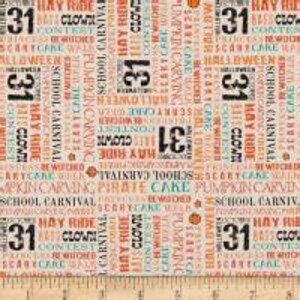 Trick or Treat Cream Words by Carta Bella for Penny Rose Fabrics, 1/2 yard