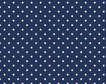 Swiss Dots White on Navy for Riley Blake, 1/2 yard