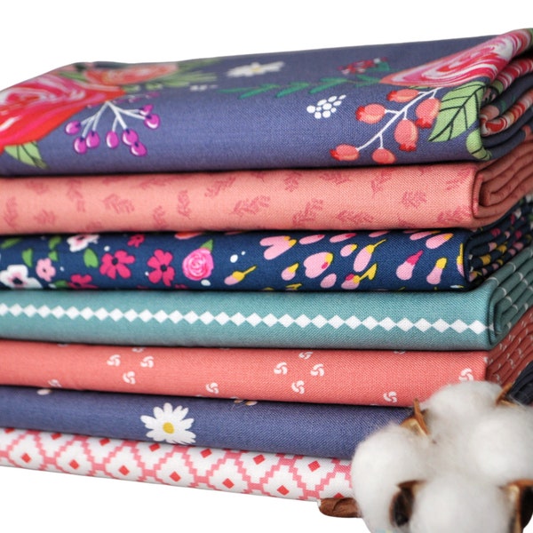 Poppy & Posey 7 Fat Quarters Bundle by Dodi Lee Poulsen for Riley Blake, 1 3/4 yards total, Free Shipping