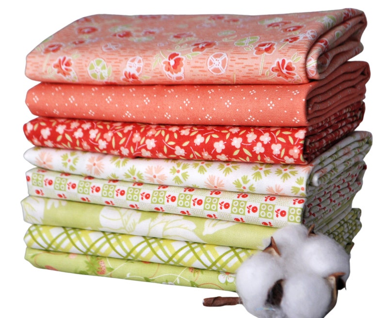 Strawberries and Rhubarb 8 Fat Quarters Bundle by Fig Tree & Etsy
