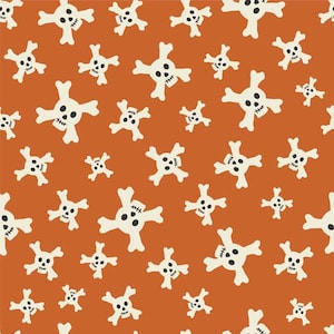 Treasure Map Skulls Orange by Lesley Grainger for Riley Blake, 1/2 yard
