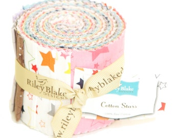 Stars 2 1/2" Strips Rolie Polie for Riley Blake, 13 pieces, 30% OFF