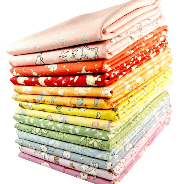 Designer Fabric 30's Reproduction Prints Fat Eighths Bundle, 14 pieces, Free Shipping
