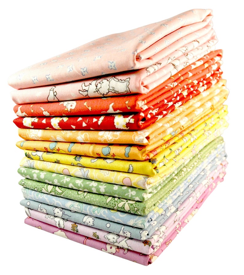 Designer Fabric 30's Reproduction Prints Fat Eighths Bundle, 14 pieces, Free Shipping image 1