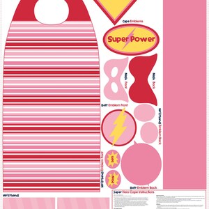 Super Hero Cape Panel Pink by RBD Designers for Riley Blake, 1 yard, Free Shipping