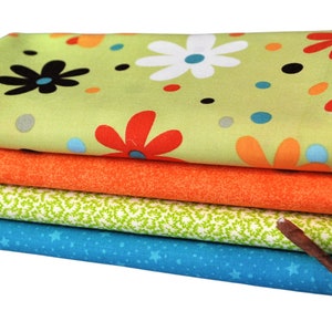 Mod Flowers-A 4 Fat Quarters Bundle, 100% cotton, 1 yard total, Free Shipping
