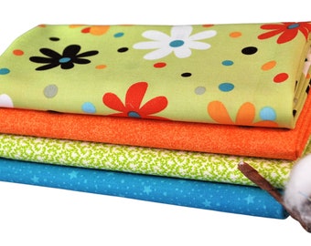 Mod Flowers-A 4 Fat Quarters Bundle, 100% cotton, 1 yard total