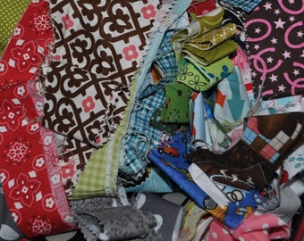 Designer Fabric Scrap Bag Strips, Designer Cottons, over 2 yards total, Free Shipping