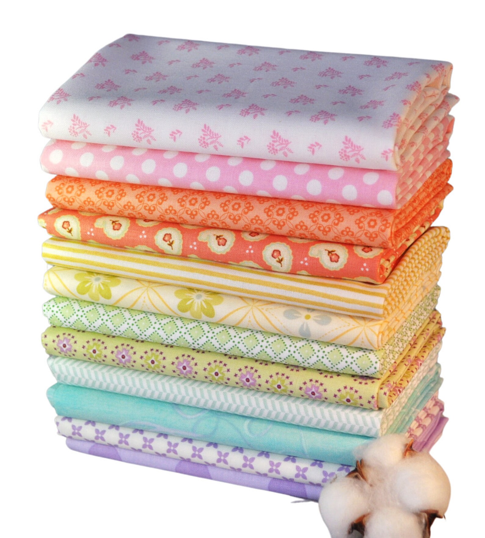 Designer Fabric Bundle Pastel 12 Fat Quarters 3 Yards Total Etsy