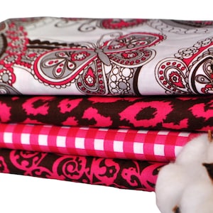 Pink Butterflies-B 4 Fat Quarters Bundle, 1 yard total, Free Shipping