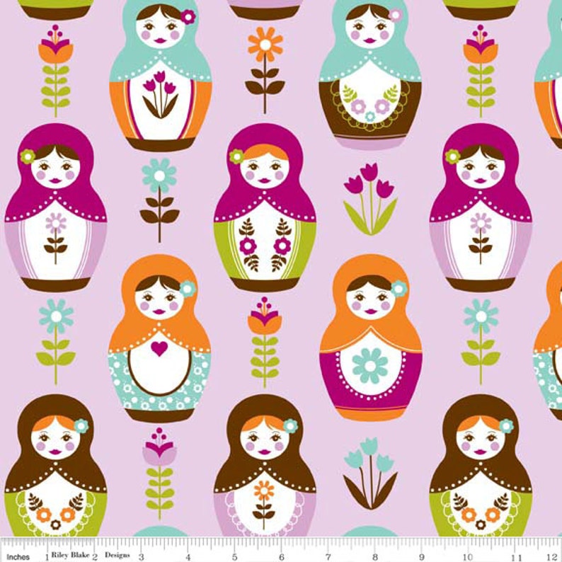 Little Matryoshka Main Purple by Carly Griffith for Riley Blake, 1/2 yard Bild 1