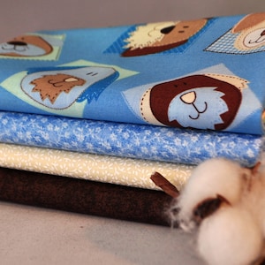 Dog Patches 4 Fat Quarters Bundle, 1 Yard Total, Free Shipping