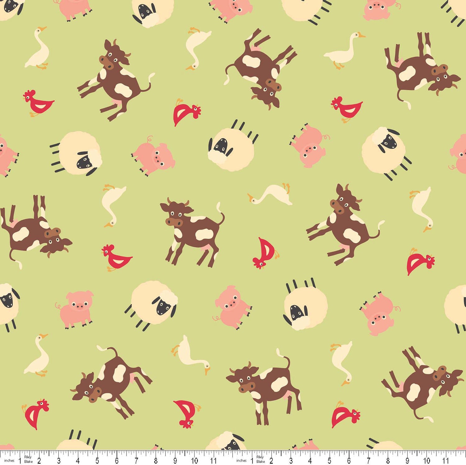 Farm Fresh Green Main 4 Fabric Fat Quarters by October Afternoon for Riley  Blake - Helia Beer Co