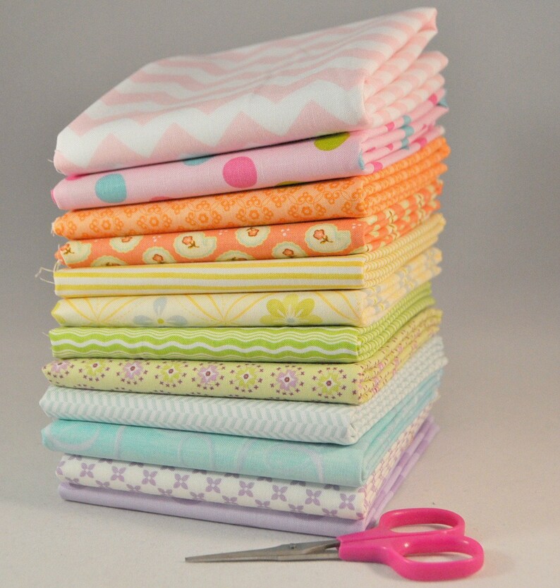 Pastel Fat Quarter Bundle Designer cotton 12 pieces 3 yards Etsy