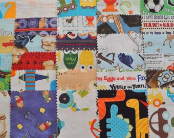 I Spy Novelty Boy Fabric 5&quot; Squares Charm Pack, 30 different pieces, 100% cotton, Free Shipping