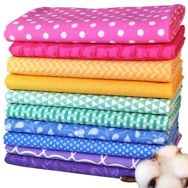 Designer Fabric Bundle Jewel Tones, 10 fat quarters, 100% cotton