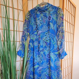 Price Reduction - Retro &#39;60&#39;s-&#39;70&#39;s voile maxi dress hostess gown