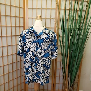 Triple Crown of Surfing 100% Cotton Blue Barkcloth Vintage Aloha Shirt