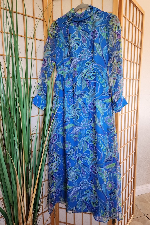 Retro '60's-'70's voile maxi dress hostess gown