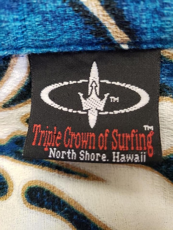 Triple Crown of Surfing 100% Cotton Blue Barkclot… - image 3