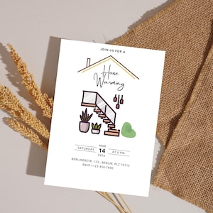 Modern Housewarming Invitation | Editable Canva Template | Minimalist New Home Party Invite | Digital Download