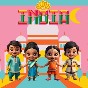 Clipart PNG d'adorables enfants indiens - illustrations culturelles d'enfants pour sublimation, scrapbooking, invitations et plus - numérique PNG haute définition