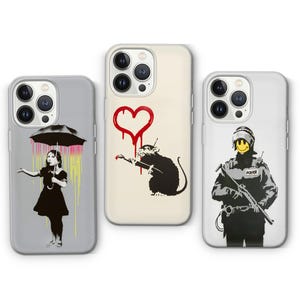 Funda para teléfono Banksy: Diseño icónico de arte callejero / Para iPhone, Samsung y Pixel / Estética de grafiti / Regalo para amantes del arte / Chica con globo