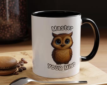 Wise Owl Coffee Mug, Master Your Mind | Inspirational Gift for Students, Teachers & Thinkers | Office Decor, Back to School, Cozy Drink