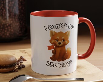 Tazza da caffè con panda rosso e &quot;Red Flags&quot;, simpatico regalo per gli amici, tazza con umorismo impertinente in ufficio, regalo unico per lei.