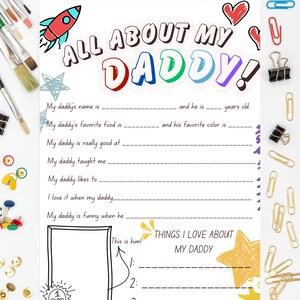All About My Daddy – Father’s Day Printable Gift from Kids, Fill-in-the-Blank Interview, Instant Download