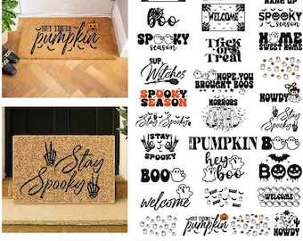 Halloween Fall Doormat SVG, Halloween Doormat SVG, Spooky Welcome, Autumn Welcome Doormat, Pumpkin Doormat, Cricut & Silhouette