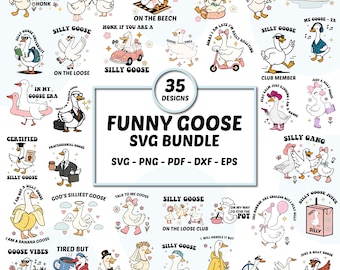 Funny Goose SVG Bundle: Silly Goose Clipart, Meme Designs (Digital Download)