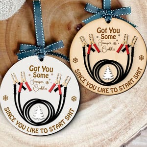 Funny Jumper Cables Ornament SVG: Cheeky Christmas Laser Cut File