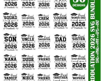 Proud Graduate Family 2026 Svg Bundle, Graduation Svg Png, Senior 2026 Svg, Graduation Family Svg, Instant Download