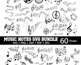 Music Notes Svg Bundle: Musical Notes Clipart, Music Notes Svg, Musical Notes Svg, Musical Notes Png, Cricut Cut Files, Instant Download