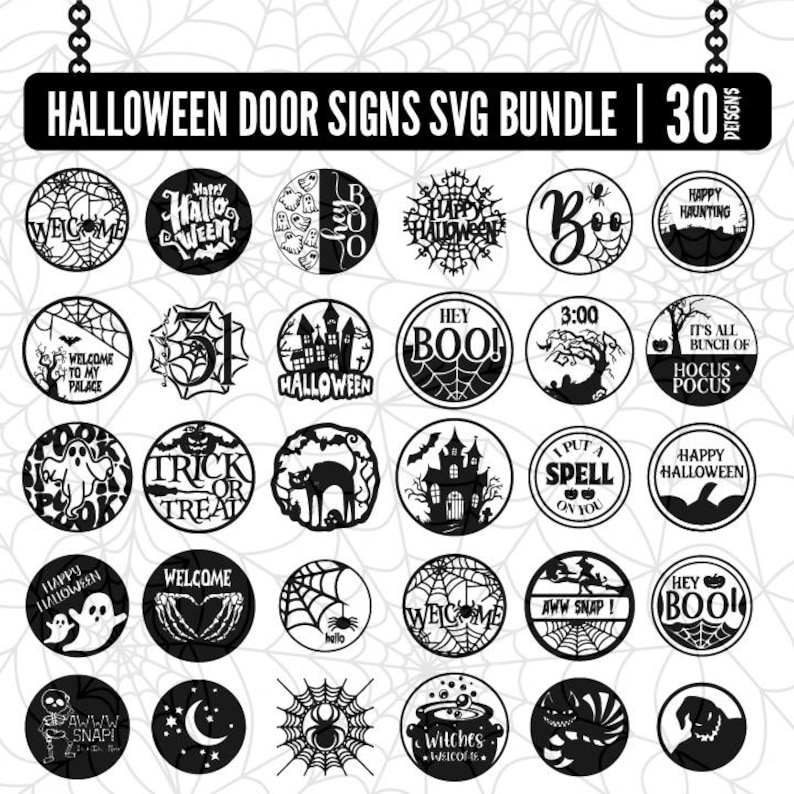 Halloween Door Sign SVG Bundle: 30 Spooky Designs (digital Download - Etsy
