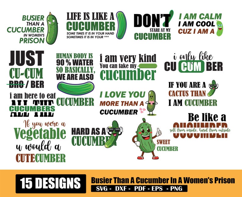 Cucumbers Rude Funny Cucumber Puns SVG Bundle: Adult Humor Designs (digital Download ...